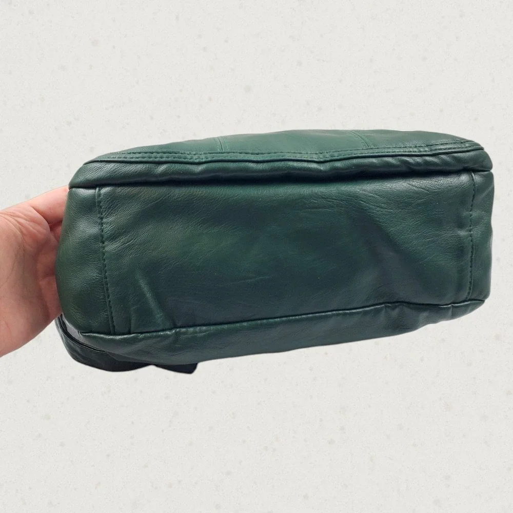 Volganik Rock Forest Green Faux Leather Multi Pocket Crossbody Shoulder Bag